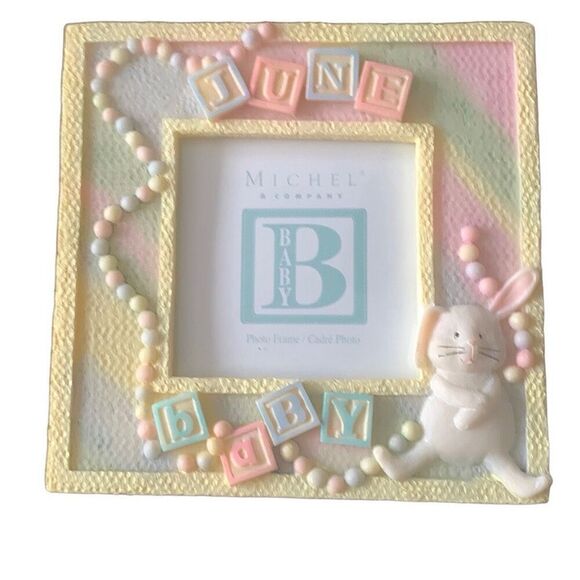 NEW Michel Company Baby Bunny June Photo Frame 4x4 Great Gift - Picture 3 of 9